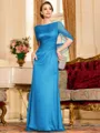 Flattering Sheath 30D Chiffon Ruched Scoop Short Sleeves Floor-Length Mother of the Bride Dress
