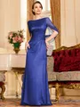 Flattering Sheath 30D Chiffon Ruched Scoop Short Sleeves Floor-Length Mother of the Bride Dress