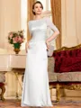 Flattering Sheath 30D Chiffon Ruched Scoop Short Sleeves Floor-Length Mother of the Bride Dress