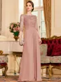 Timeless A-Line Chiffon Applique Scoop 3/4 Sleeves Floor-Length Mother of the Bride Dress