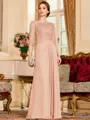 Timeless A-Line Chiffon Applique Scoop 3/4 Sleeves Floor-Length Mother of the Bride Dress