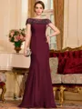 Tasteful Sheath Chiffon Beading Bateau Short Sleeves Floor-Length Mother of the Bride Dress