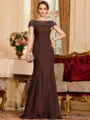 Tasteful Sheath Chiffon Beading Bateau Short Sleeves Floor-Length Mother of the Bride Dress