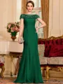 Tasteful Sheath Chiffon Beading Bateau Short Sleeves Floor-Length Mother of the Bride Dress