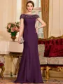 Tasteful Sheath Chiffon Beading Bateau Short Sleeves Floor-Length Mother of the Bride Dress