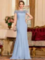 Tasteful Sheath Chiffon Beading Bateau Short Sleeves Floor-Length Mother of the Bride Dress