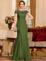 Tasteful Sheath Chiffon Beading Bateau Short Sleeves Floor-Length Mother of the Bride Dress