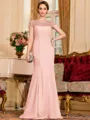 Tasteful Sheath Chiffon Beading Bateau Short Sleeves Floor-Length Mother of the Bride Dress