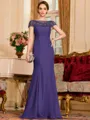 Tasteful Sheath Chiffon Beading Bateau Short Sleeves Floor-Length Mother of the Bride Dress