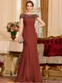 Tasteful Sheath Chiffon Beading Bateau Short Sleeves Floor-Length Mother of the Bride Dress