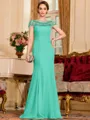 Tasteful Sheath Chiffon Beading Bateau Short Sleeves Floor-Length Mother of the Bride Dress