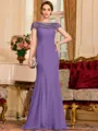 Tasteful Sheath Chiffon Beading Bateau Short Sleeves Floor-Length Mother of the Bride Dress