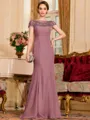 Tasteful Sheath Chiffon Beading Bateau Short Sleeves Floor-Length Mother of the Bride Dress