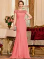 Tasteful Sheath Chiffon Beading Bateau Short Sleeves Floor-Length Mother of the Bride Dress