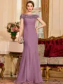 Tasteful Sheath Chiffon Beading Bateau Short Sleeves Floor-Length Mother of the Bride Dress