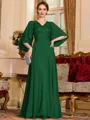 Resplendent A-Line Chiffon Applique V-Neck 1/2 Sleeves Floor-Length Mother of the Bride Dress