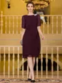 Immaculate Sheath Chiffon Beading Scoop 1/2 Sleeves Knee-Length Mother of the Bride Dress