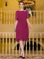 Immaculate Sheath Chiffon Beading Scoop 1/2 Sleeves Knee-Length Mother of the Bride Dress