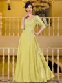 Immaculate A-Line Chiffon Applique V-Neck 3/4 Sleeves Floor-Length Mother of the Bride Dress