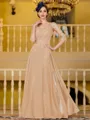 Immaculate A-Line Chiffon Applique V-Neck 3/4 Sleeves Floor-Length Mother of the Bride Dress