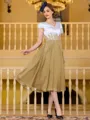 Charming A-Line Chiffon Applique V-Neck Short Sleeves Tea-Length Mother of the Bride Dress
