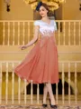 Charming A-Line Chiffon Applique V-Neck Short Sleeves Tea-Length Mother of the Bride Dress