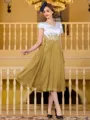 Charming A-Line Chiffon Applique V-Neck Short Sleeves Tea-Length Mother of the Bride Dress