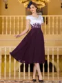 Charming A-Line Chiffon Applique V-Neck Short Sleeves Tea-Length Mother of the Bride Dress