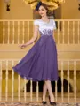 Charming A-Line Chiffon Applique V-Neck Short Sleeves Tea-Length Mother of the Bride Dress