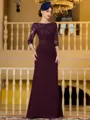 Noble Sheath Chiffon Applique Bateau 3/4 Sleeves Floor-Length Mother of the Bride Dress