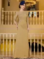 Noble Sheath Chiffon Applique Bateau 3/4 Sleeves Floor-Length Mother of the Bride Dress