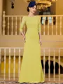 Noble Sheath Chiffon Applique Bateau 3/4 Sleeves Floor-Length Mother of the Bride Dress