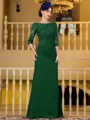 Noble Sheath Chiffon Applique Bateau 3/4 Sleeves Floor-Length Mother of the Bride Dress