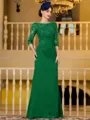 Noble Sheath Chiffon Applique Bateau 3/4 Sleeves Floor-Length Mother of the Bride Dress
