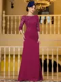 Noble Sheath Chiffon Applique Bateau 3/4 Sleeves Floor-Length Mother of the Bride Dress