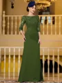 Noble Sheath Chiffon Applique Bateau 3/4 Sleeves Floor-Length Mother of the Bride Dress