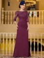 Noble Sheath Chiffon Applique Bateau 3/4 Sleeves Floor-Length Mother of the Bride Dress
