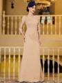 Noble Sheath Chiffon Applique Bateau 3/4 Sleeves Floor-Length Mother of the Bride Dress