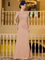Noble Sheath Chiffon Applique Bateau 3/4 Sleeves Floor-Length Mother of the Bride Dress