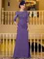 Noble Sheath Chiffon Applique Bateau 3/4 Sleeves Floor-Length Mother of the Bride Dress