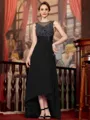 Radiant A-Line Chiffon Applique Scoop Sleeveless Asymmetrical Mother of the Bride Dress