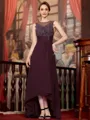 Radiant A-Line Chiffon Applique Scoop Sleeveless Asymmetrical Mother of the Bride Dress