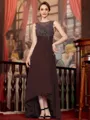 Radiant A-Line Chiffon Applique Scoop Sleeveless Asymmetrical Mother of the Bride Dress