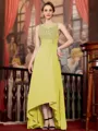 Radiant A-Line Chiffon Applique Scoop Sleeveless Asymmetrical Mother of the Bride Dress