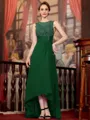 Radiant A-Line Chiffon Applique Scoop Sleeveless Asymmetrical Mother of the Bride Dress
