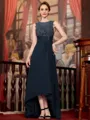 Radiant A-Line Chiffon Applique Scoop Sleeveless Asymmetrical Mother of the Bride Dress