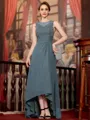 Radiant A-Line Chiffon Applique Scoop Sleeveless Asymmetrical Mother of the Bride Dress