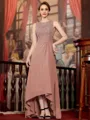 Radiant A-Line Chiffon Applique Scoop Sleeveless Asymmetrical Mother of the Bride Dress