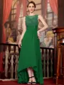 Radiant A-Line Chiffon Applique Scoop Sleeveless Asymmetrical Mother of the Bride Dress