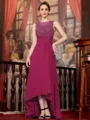 Radiant A-Line Chiffon Applique Scoop Sleeveless Asymmetrical Mother of the Bride Dress